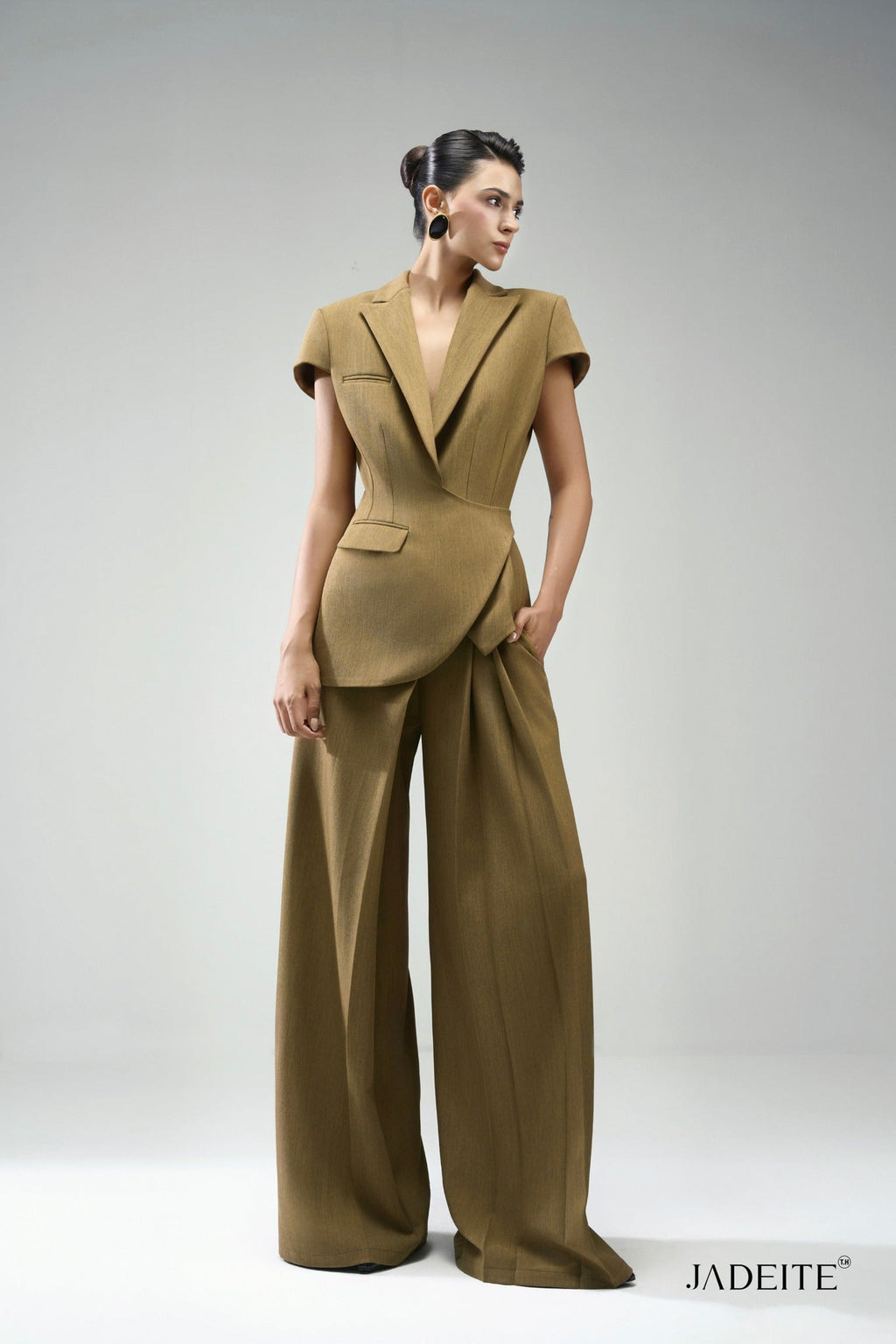 Structure Olive Blazer & Wide Olive Pants