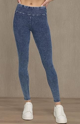 Andrew Marc Womens High Waist Faux Denim Full Length Legging. Regular and Plus Sizes